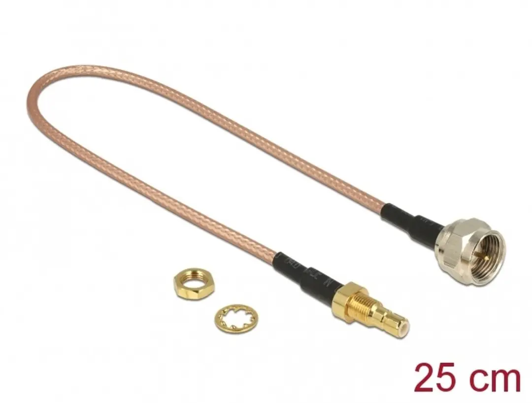 Delock Antennekabel F-plug > SMB Jack Bulkhead RG-316 25cm