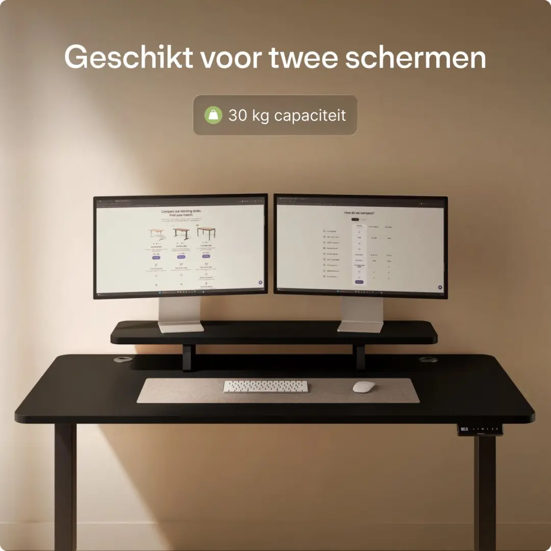 Desktronic Monitorstandaard 2 Schermen - 114 x 28cm - Zwart
