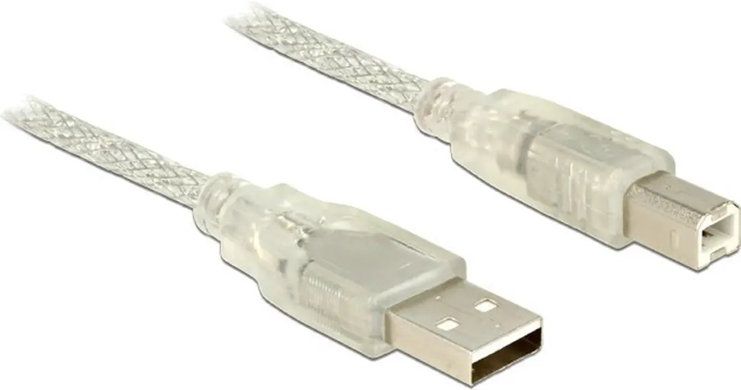 Delock USB naar USB-B Kabel 2.0 - 1m - 2A - Transparant