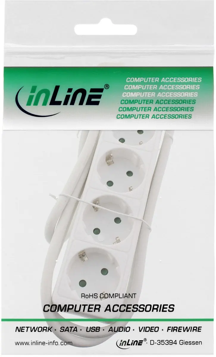 InLine Stekkerdoos 4 Contacten 5m - Wit