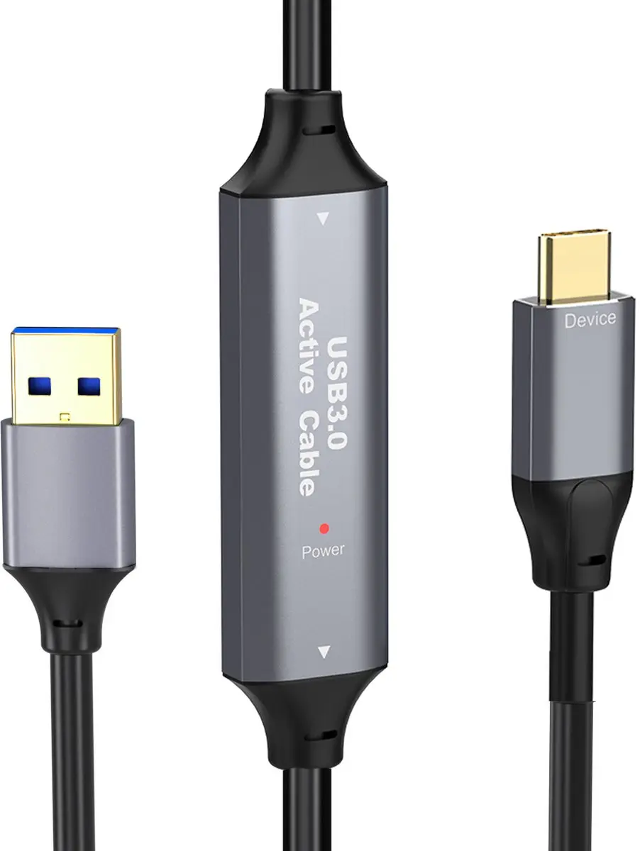 NÖRDIC USBC-422 USB A naar USB C Kabel 5Gbps - 10m - Zwart
