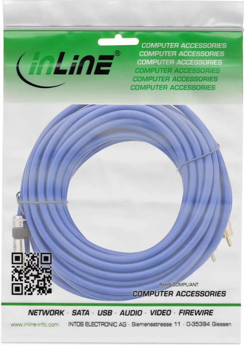 InLine 3,5mm Jack - Tulp RCA Kabel - 20m - Blauw