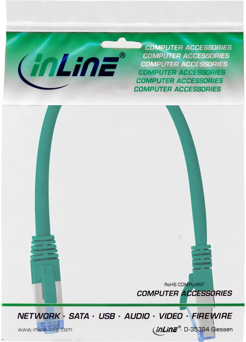 InLine Patchkabel S/FTP Cat.6A 0,3m - Halogeenvrij - Groen