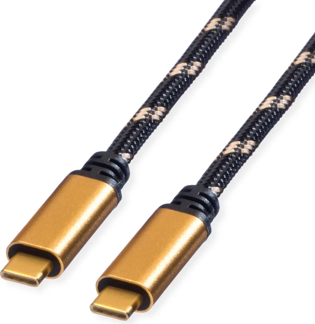 Roline USB4 Gen3x2 Kabel C-C 1m - 40Gbit/s 100W - Zwart/Goud