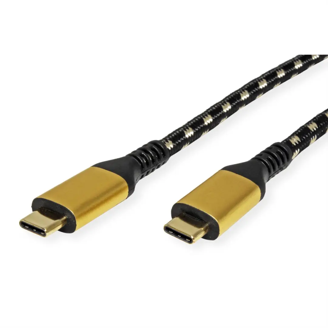 Roline USB4 Gen3x2 Kabel C-C 1m - 40Gbit/s 100W - Zwart/Goud