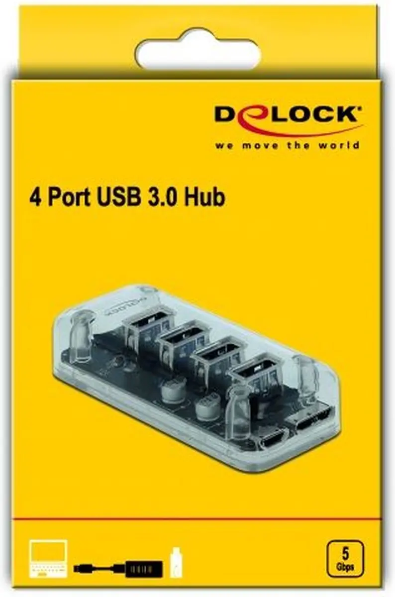 Delock 64087 USB 3.0 Hub - 4 Poorten - Transparant