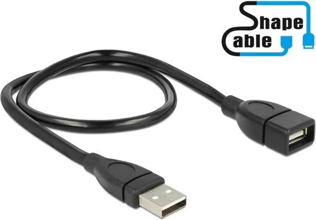 Delock 50cm USB 2.0 Verlengkabel A-A - Zwart