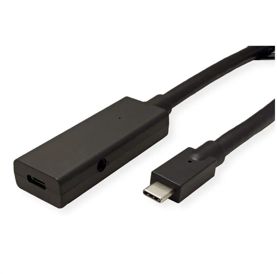 Roline USB 3.2 Gen 2 Repeater Kabel C-C M/F 5m - Zwart