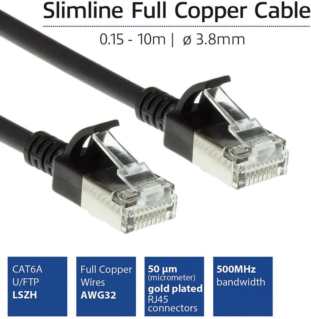 ACT DC7902 CAT6A Patchkabel 2m - Zwart