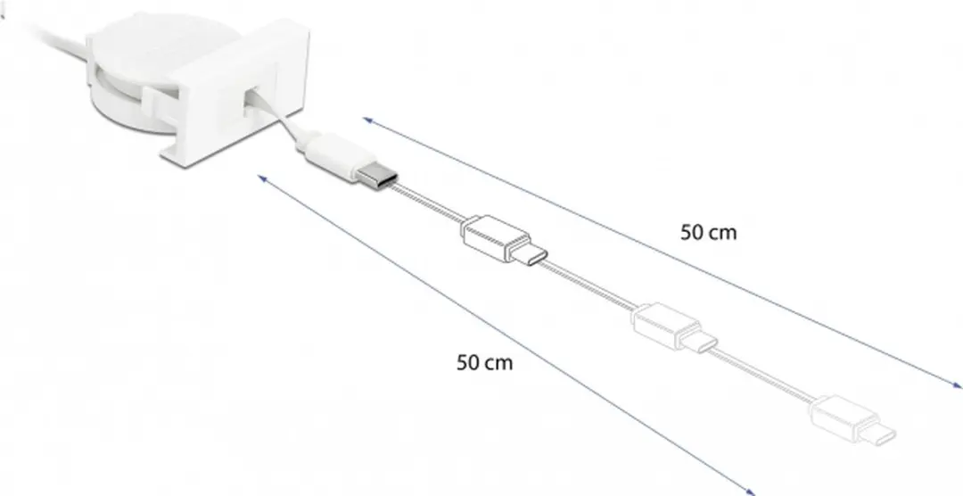 Delock Easy 45 USB 2.0 Kabel - Type-A naar Type-C Wit