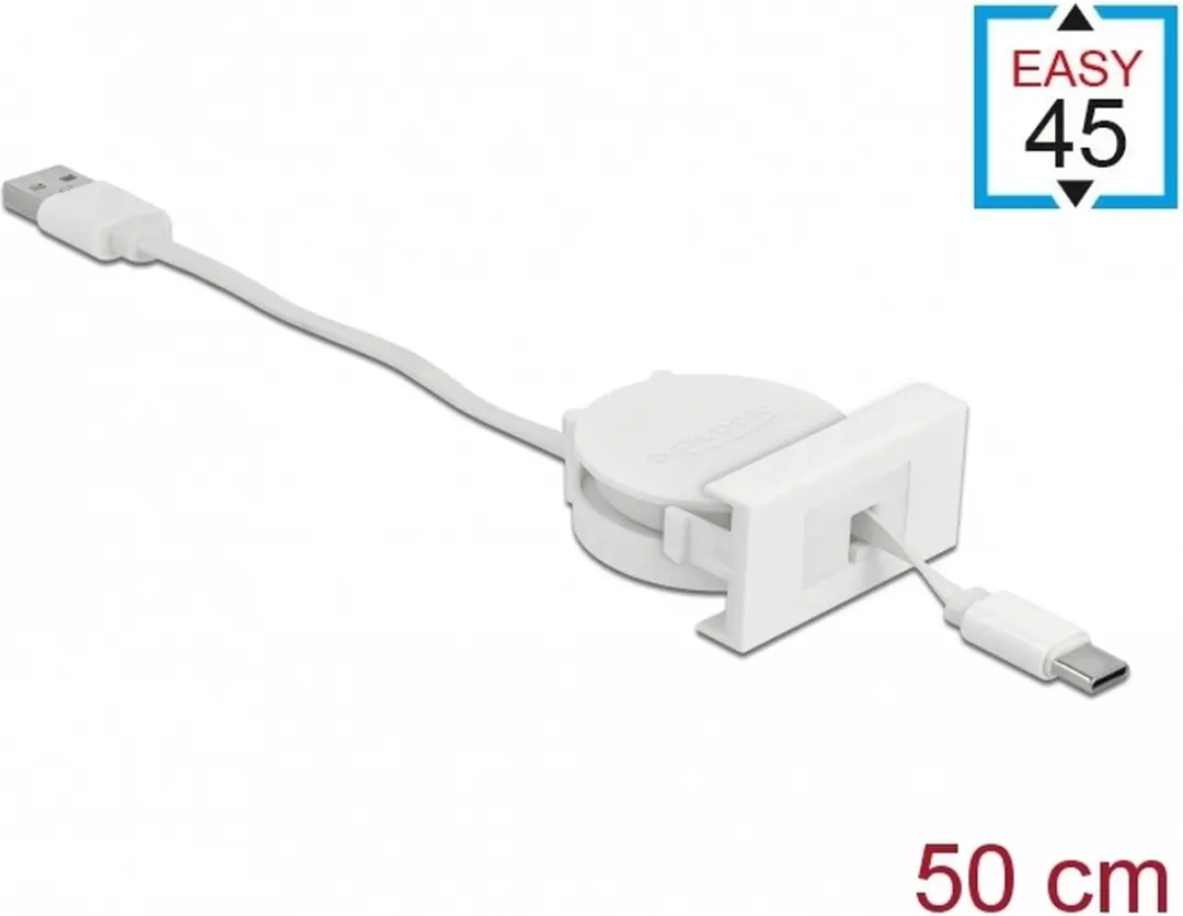 Delock Easy 45 USB 2.0 Kabel - Type-A naar Type-C Wit