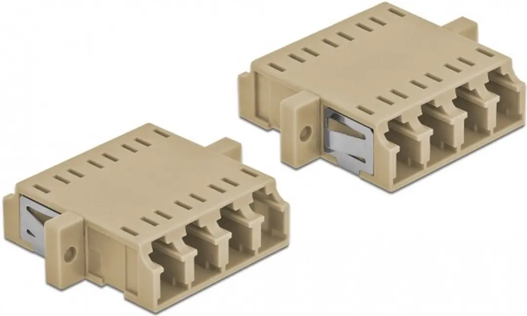 Delock LC Quad Female naar LC Quad Female Kabelkoppelaar - 2 Stuks - Beige