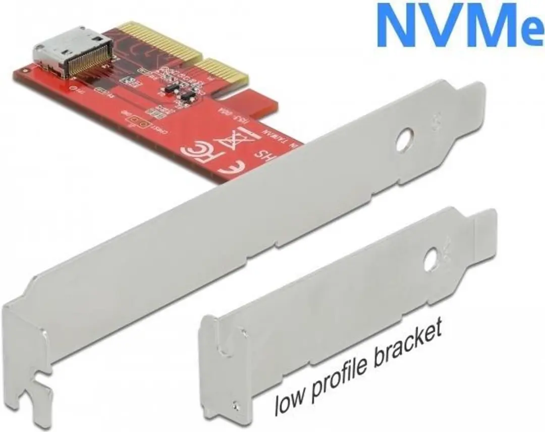 Delock PCIe x4 naar OCuLink SFF-8612 Kaart - Rood/Zilver