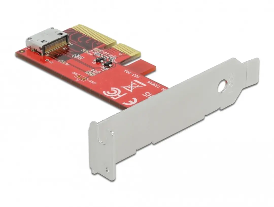 Delock PCIe x4 naar OCuLink SFF-8612 Kaart - Rood/Zilver