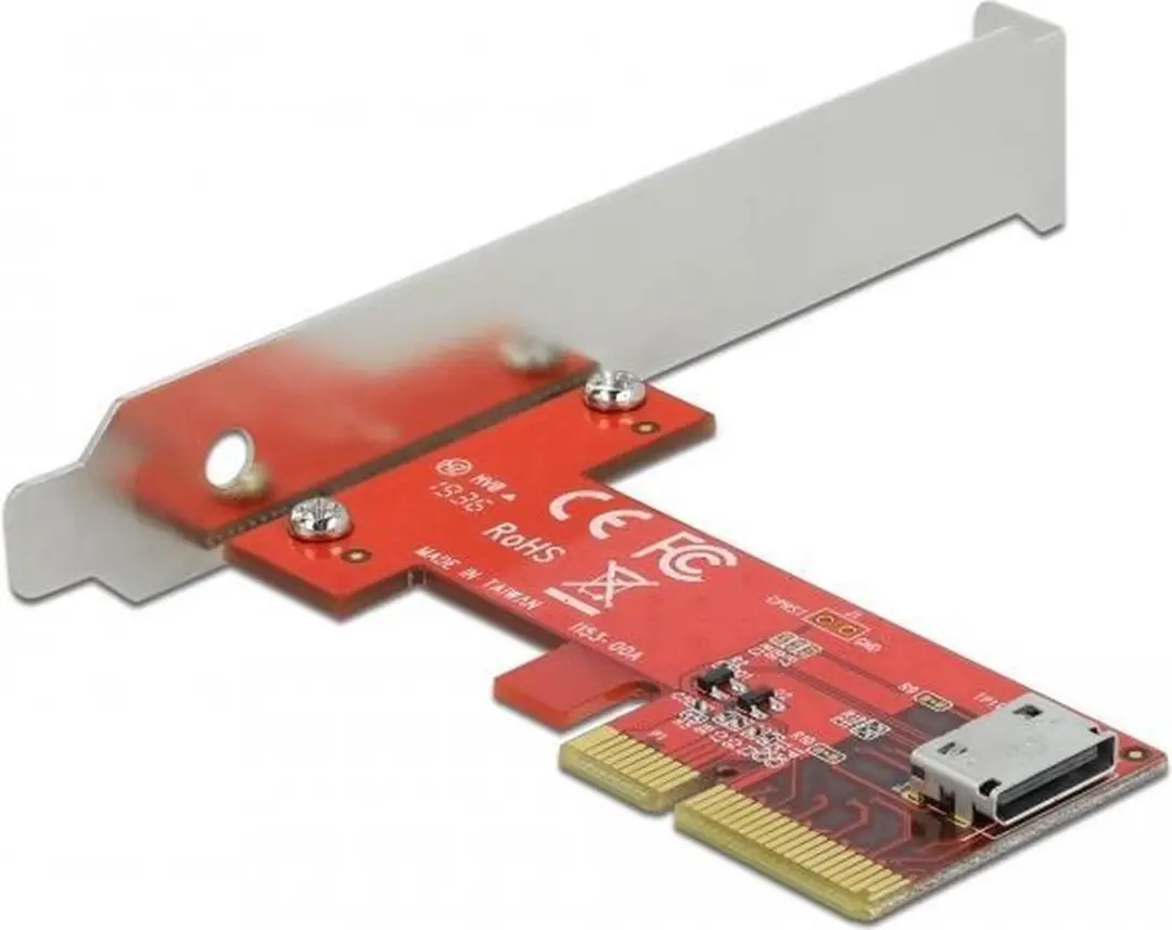 Delock PCIe x4 naar OCuLink SFF-8612 Kaart - Rood/Zilver
