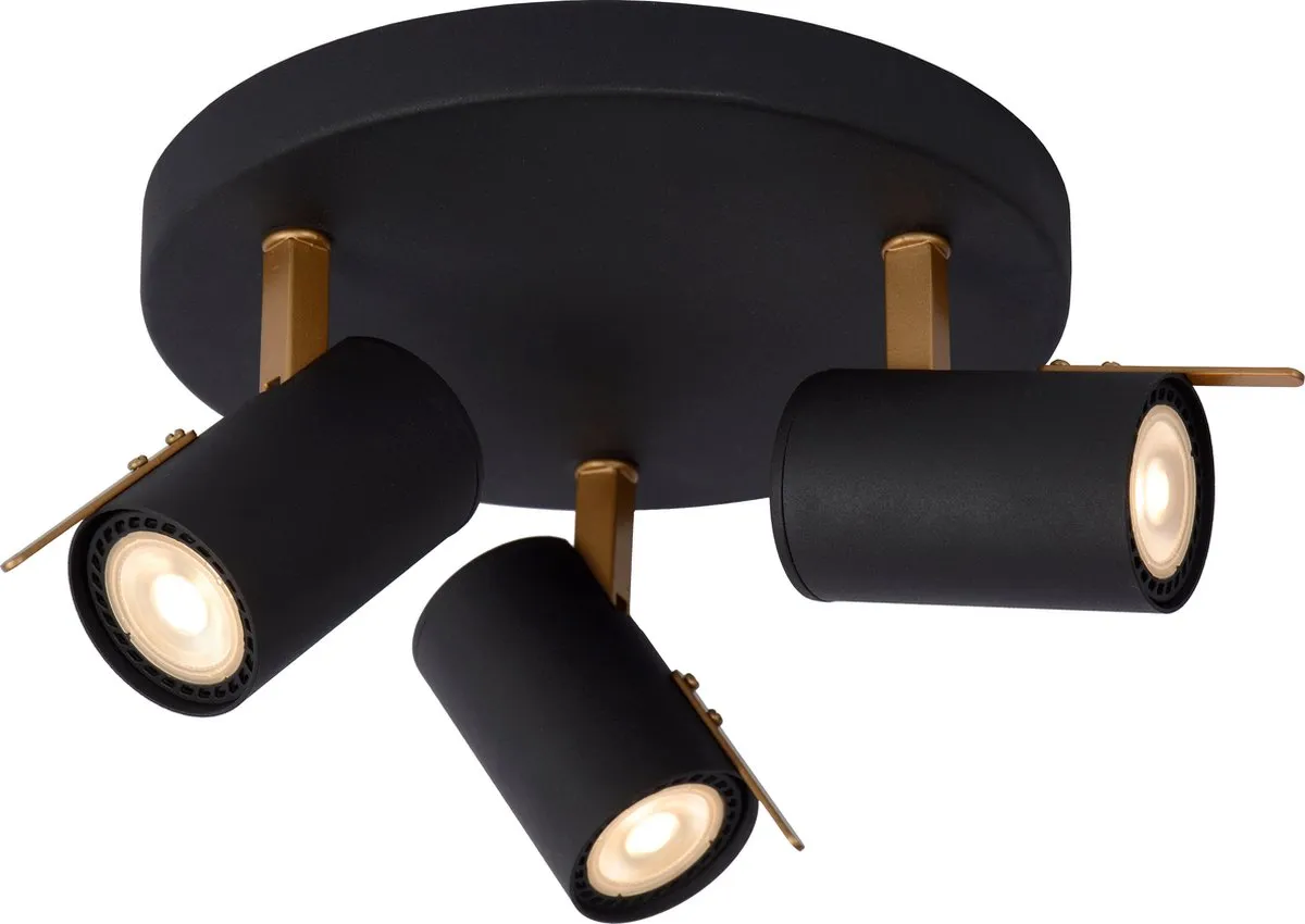 Lucide GRONY Plafondspot LED Dim-to-Warm 3x5W 2200K/3000K - Zwart