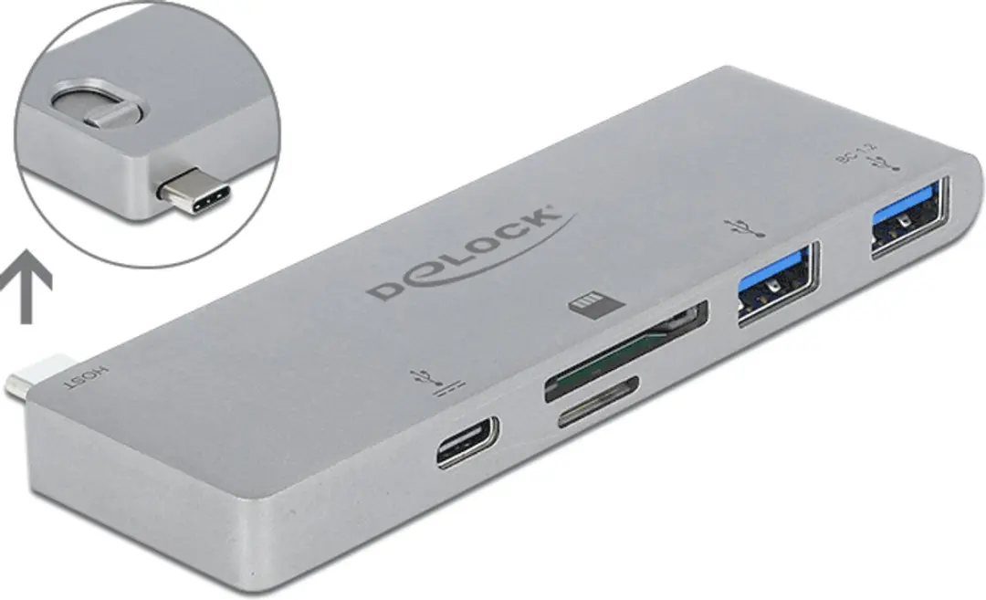 Delock 64078 USB-C Hub met Card Reader