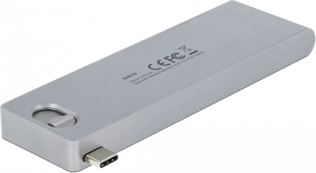 Delock 64078 USB-C Hub met Card Reader - 3 Poorten - Grijs
