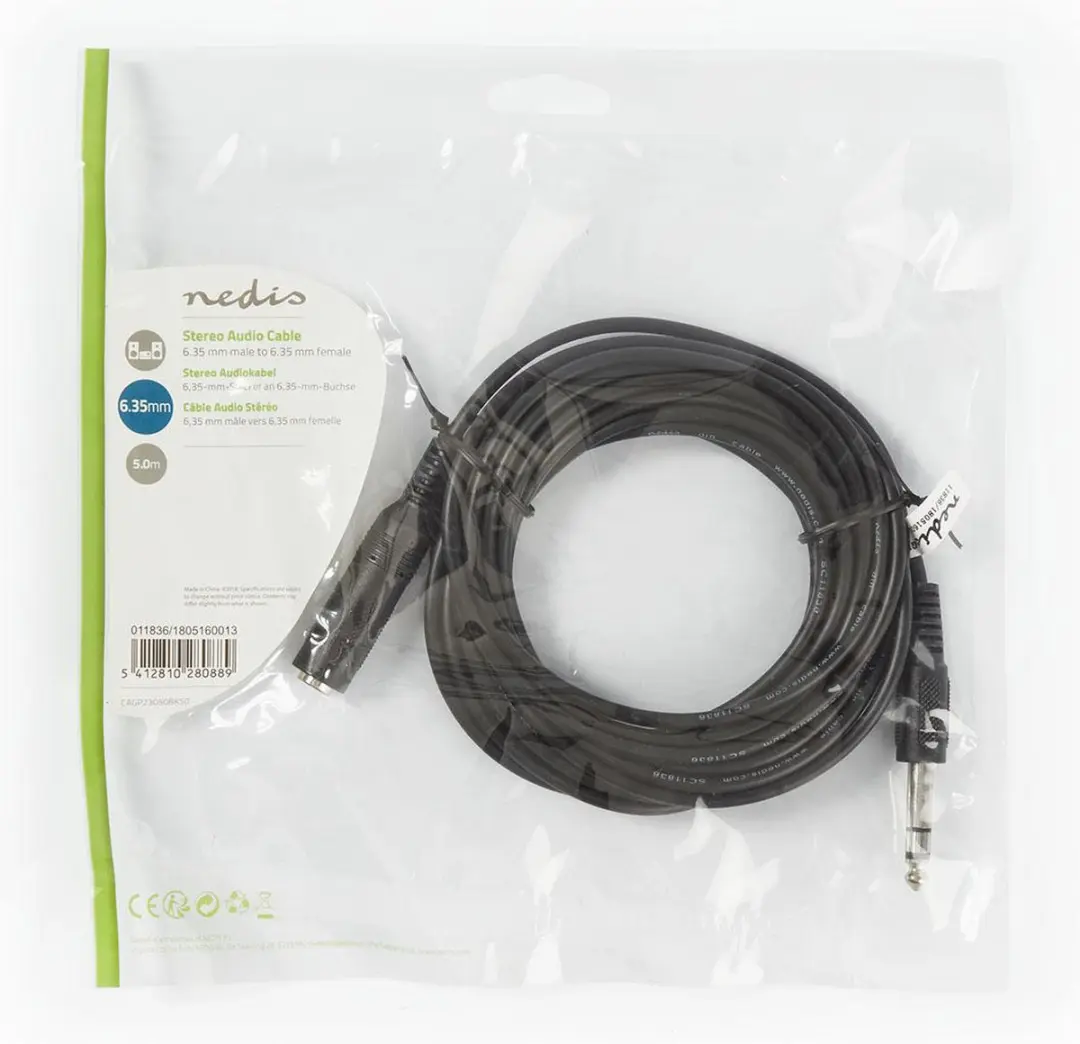 Nedis Stereo-Audiokabel 6,35mm Male-Female 5m - Zwart