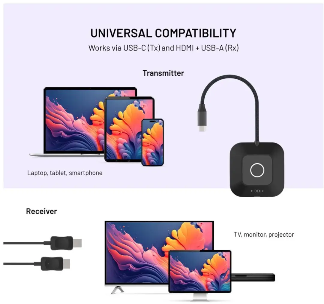 Fixed AirLink FIXA-AL-BK Draadloze HDMI Adapter - USB-C naar HDMI 1080p 60Hz