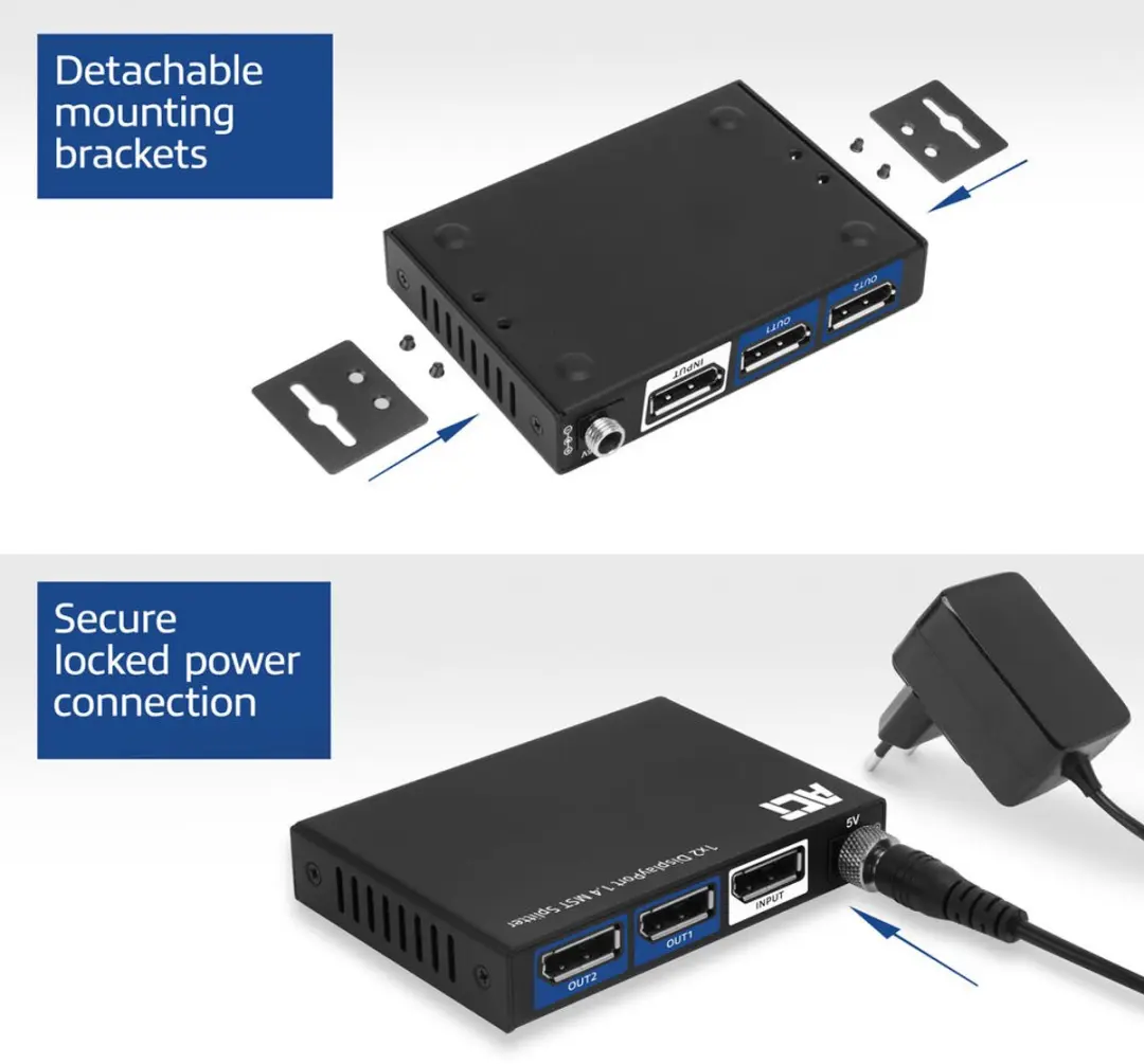 ACT AC7720 DisplayPort 1.4 MST Splitter - Zwart