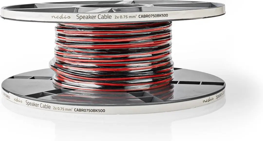 Nedis Speaker-Kabel CABR0750BK500 - 2x 0.75mm² - 50m - Rood/Zwart