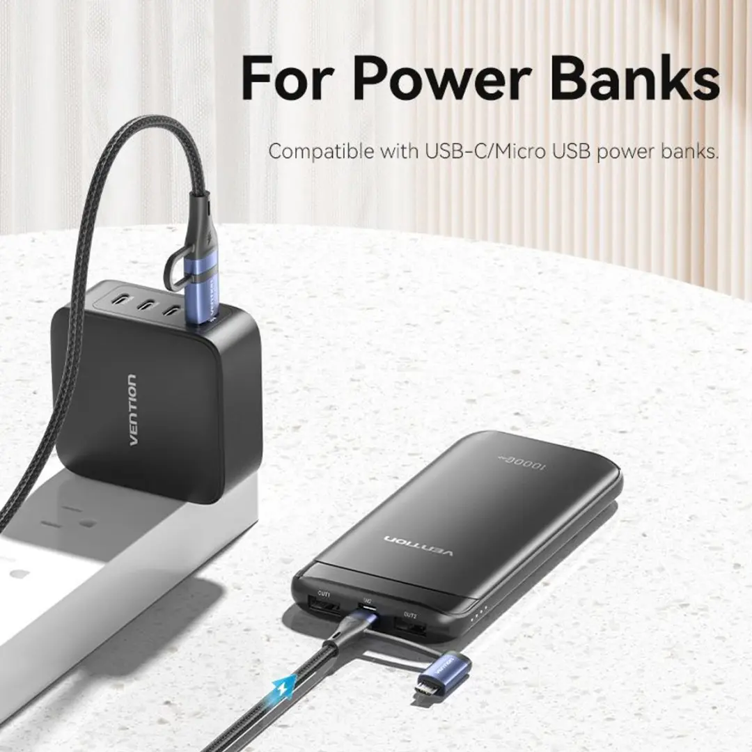 Vention 4-in-1 USB 2.0 Kabel 1m - Transparant