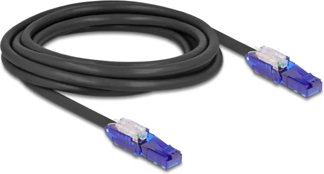Delock RJ45 Cat.6 UTP Kabel 3m - 180° Hoekstekkers - Zwart