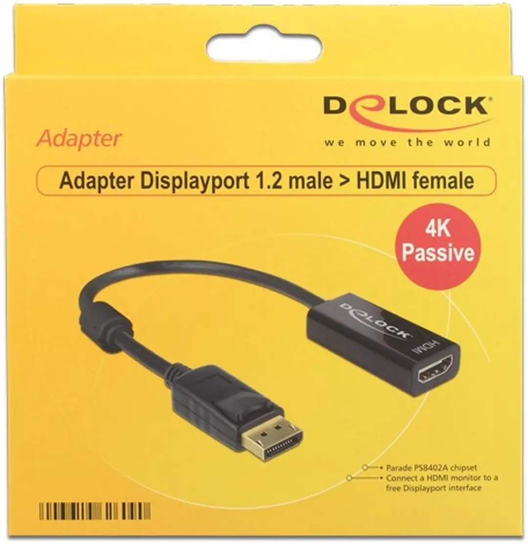 Delock DisplayPort naar HDMI Adapter DP 1.2 - 4K 30Hz - 0,2m - Zwart - afbeelding 6 van 6