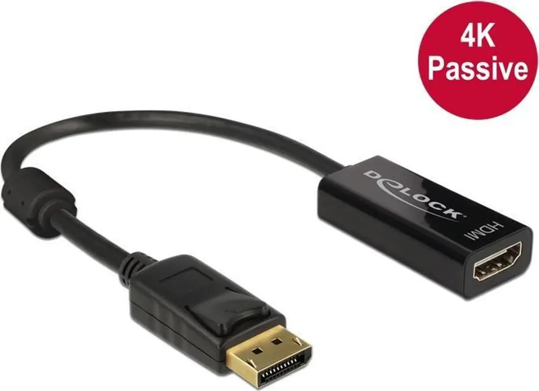 Delock DisplayPort naar HDMI Adapter DP 1.2 - 4K 30Hz - 0,2m - Zwart