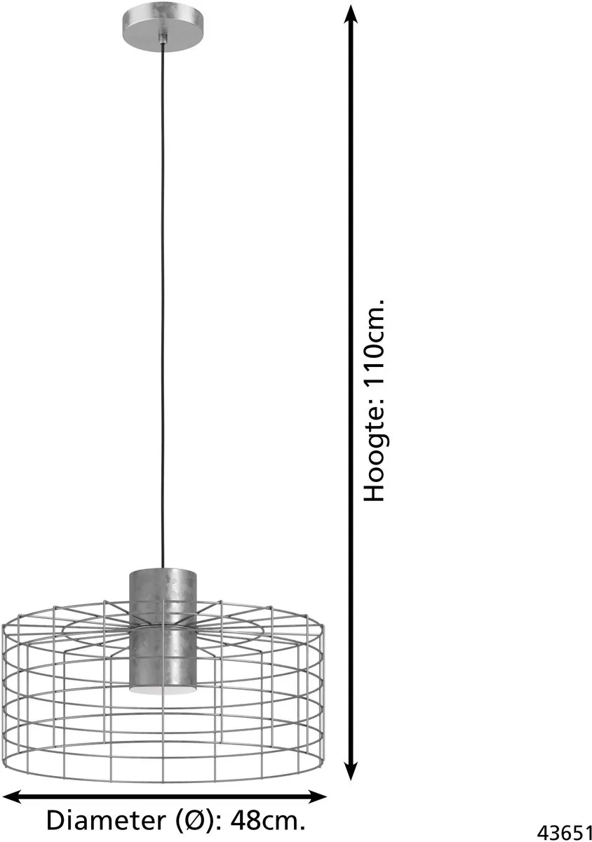 Eglo Milligan Hanglamp - 3 Lichtpunten - Grijs - afbeelding 6 van 6