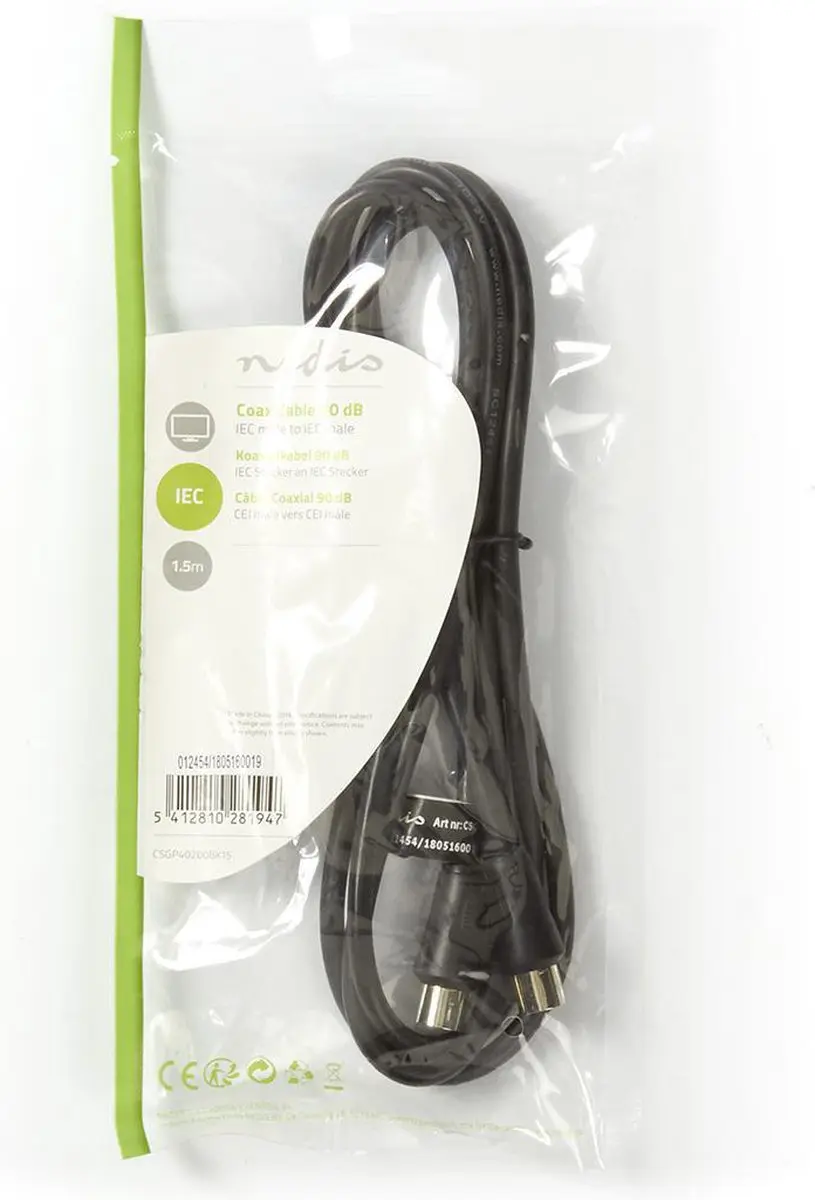 Nedis Coaxkabel IEC Male - 10m - 75 Ohm - Wit