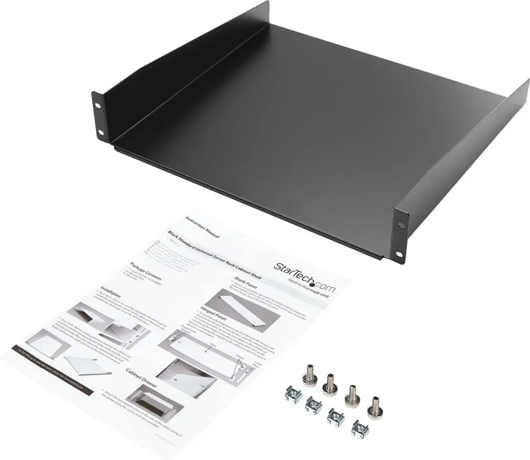 Startech CABSHELF Universele Serverrackplank - Zwart