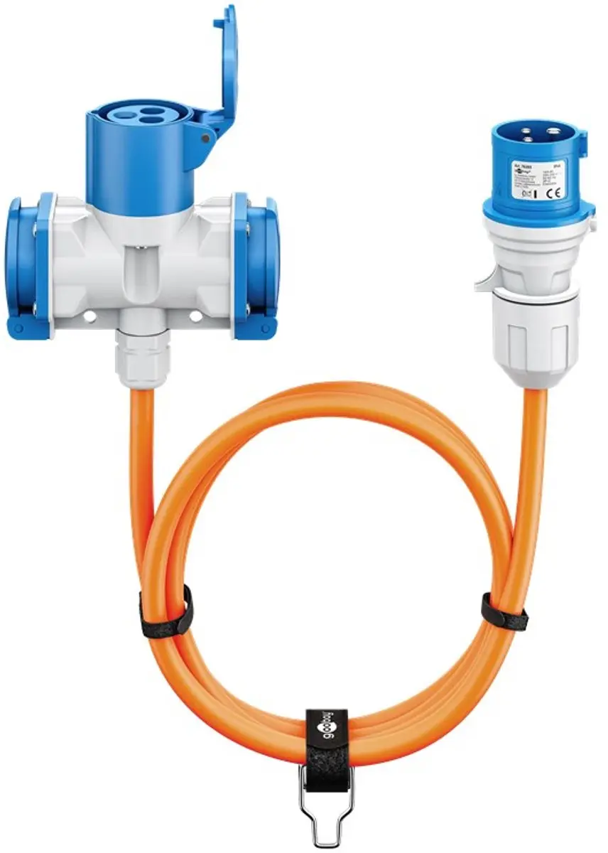 Goobay Campingstroomkabel CEE 3-pins 16A 230V - 1,5m - IP44 - Oranje