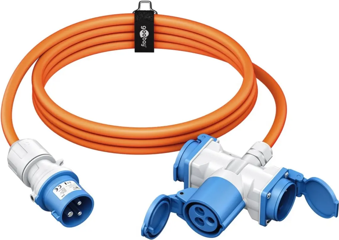 Goobay Campingstroomkabel CEE 3-pins 16A 230V - 1,5m - IP44 - Oranje