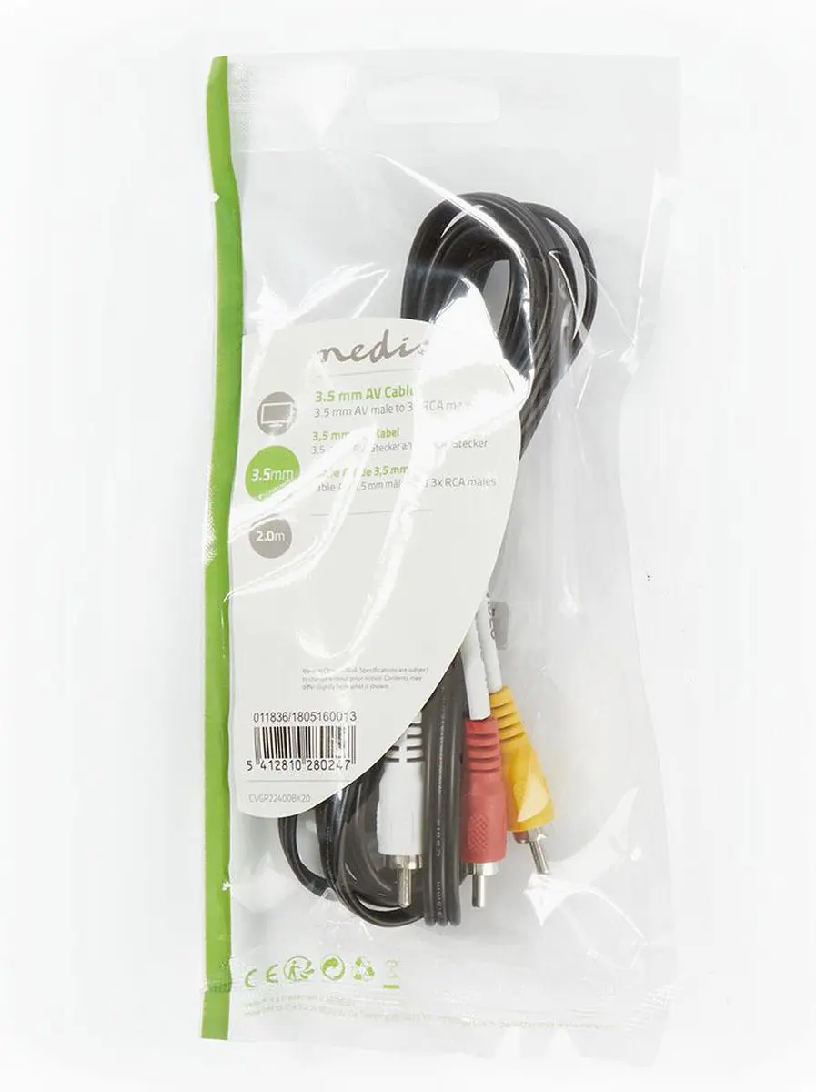 Nedis Audio-Videokabel 3,5mm Male - 3xRCA Male 2m - Zwart