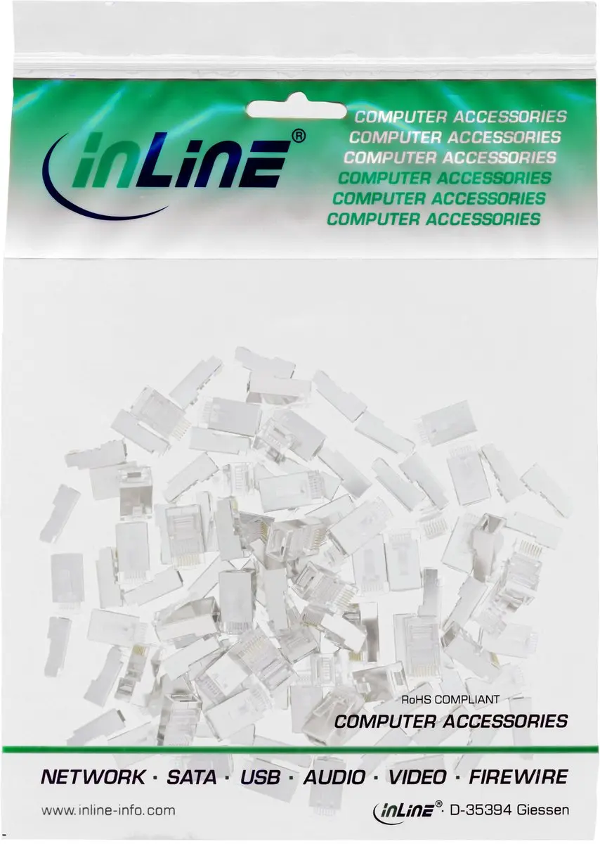 InLine 8P8C RJ45 Modulaire Stekker - Afgeschermd - 100 Stuks