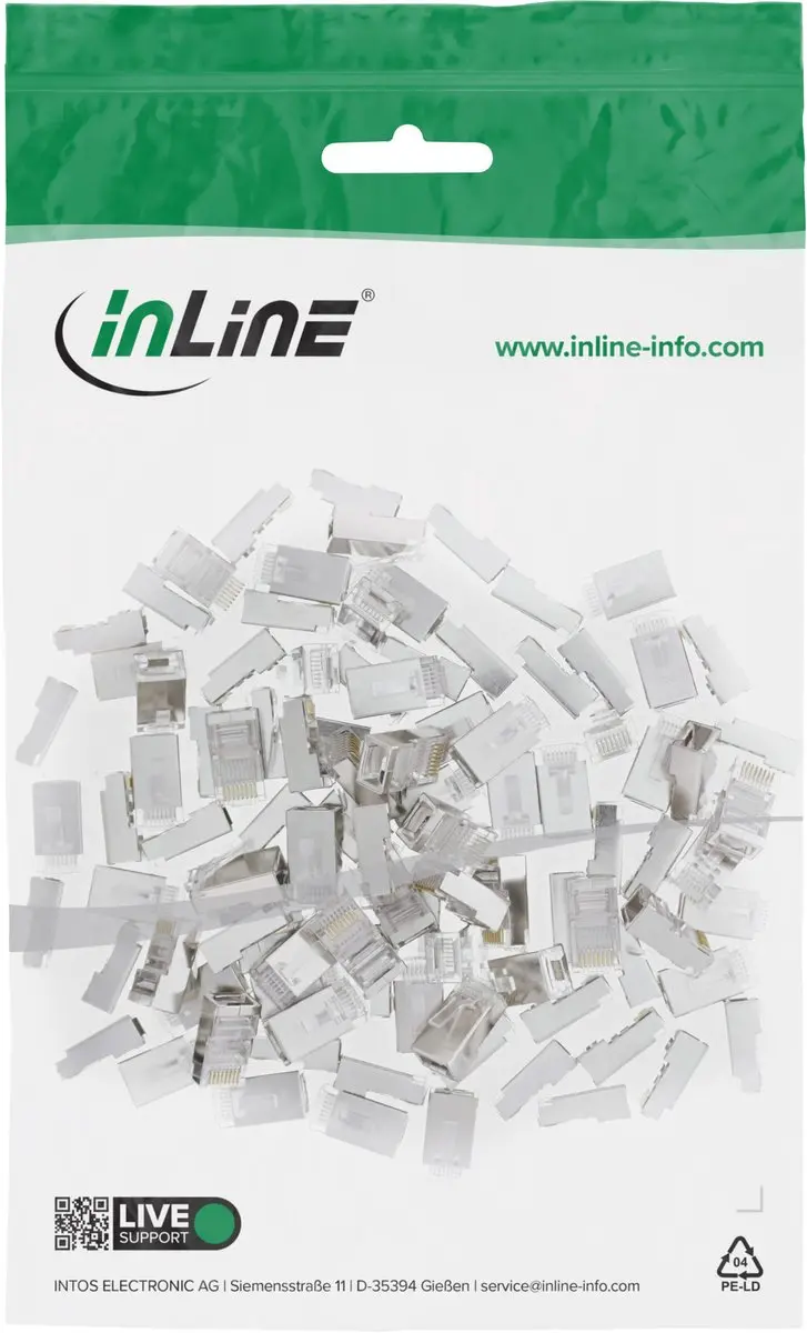 InLine 8P8C RJ45 Modulaire Stekker - Afgeschermd - 100 Stuks