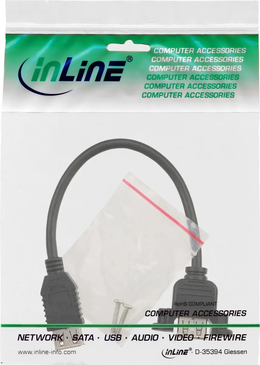 InLine 33441D USB-kabel A Vrouwelijk - Zwart