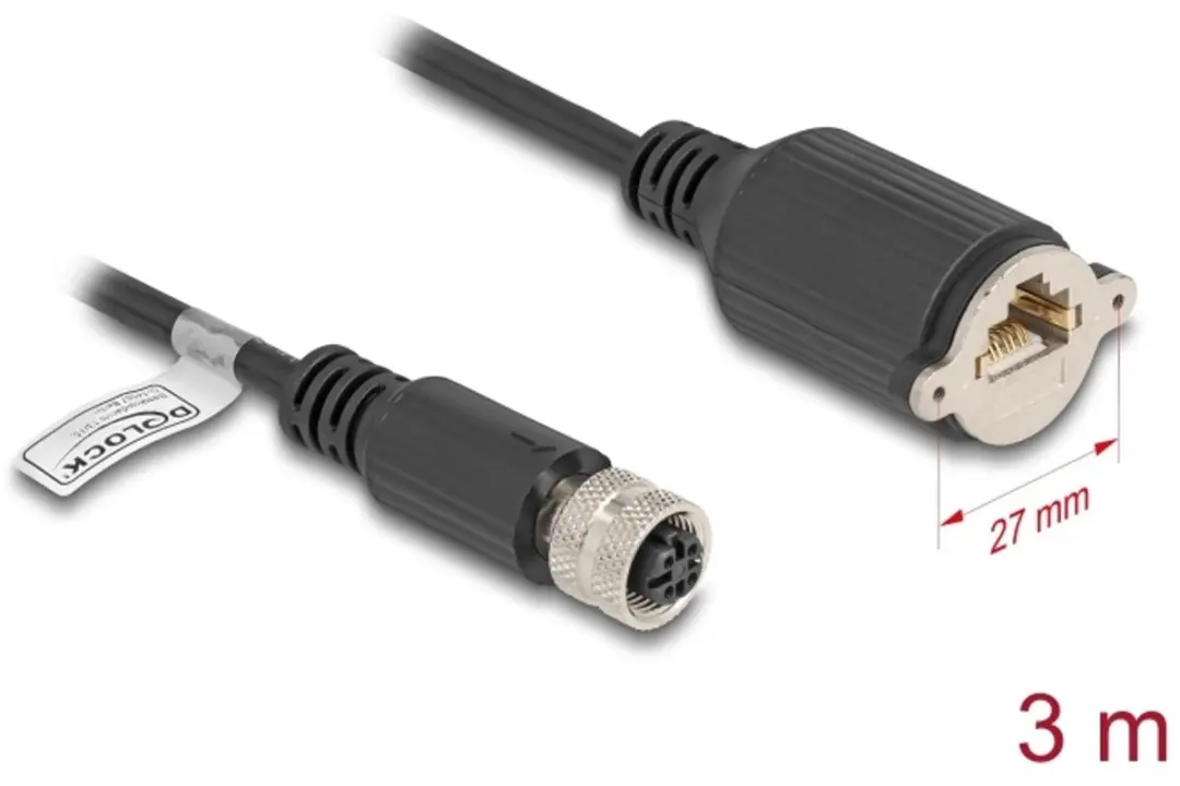 Delock M12 D-coded 4-pin Kabel RJ45