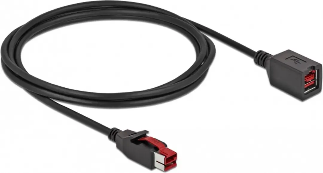 Delock PoweredUSB Verlengkabel 24V 2m - Zwart