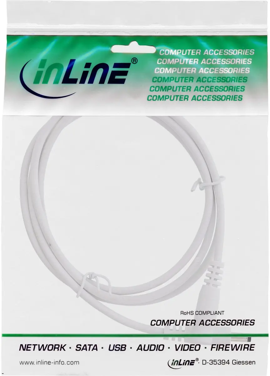 InLine DC Verlengkabel 140W 1m - 4,0x1,7mm Wit