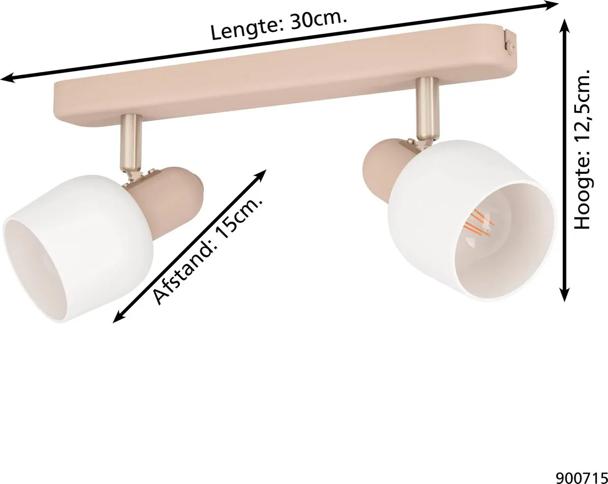 Eglo Corato Spot E14 - 2x30cm - Wit/Zand