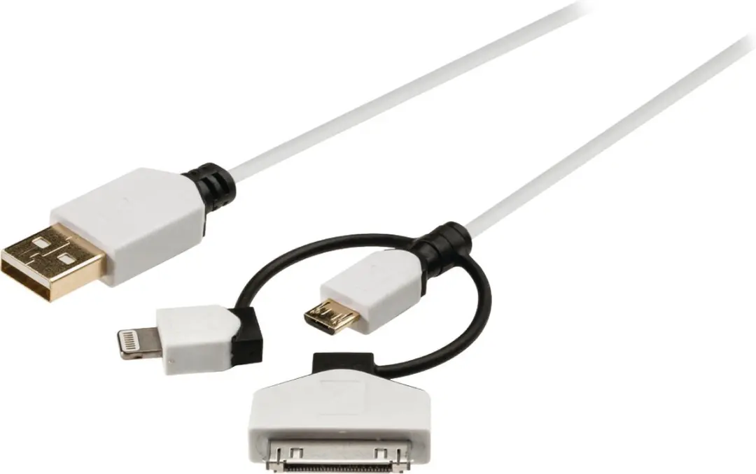 Konig USB 2.0 A Male naar Micro/Lightning/30-pin Kabel - 1m - Wit