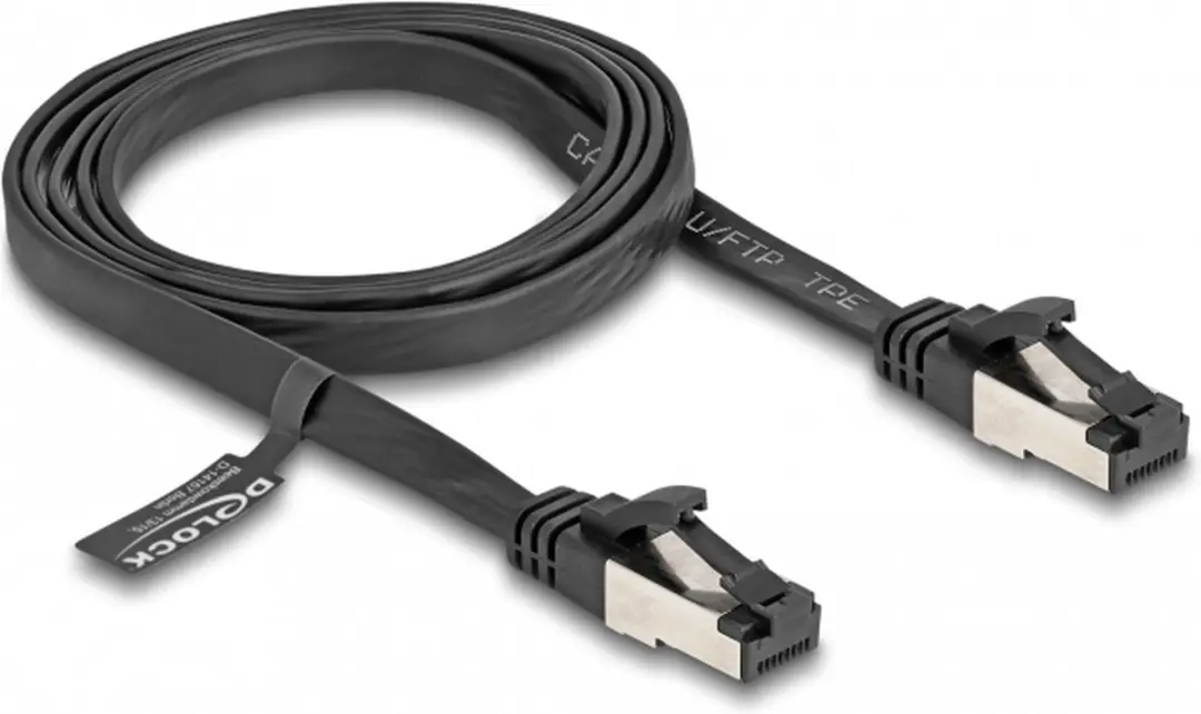 Delock RJ45 Flat Patchkabel Cat.8.1 1m - Zwart