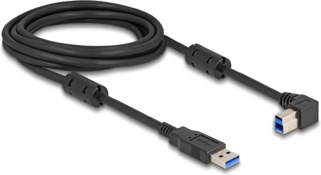 Delock USB-A naar USB-B haaks 5Gbps kabel - 3m - Zwart