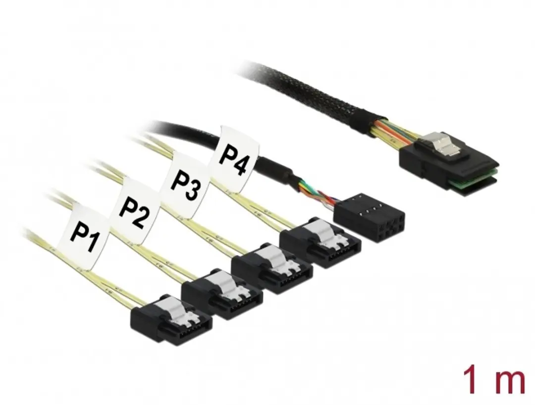 Delock Mini SAS naar 4x SATA Reverse 1m