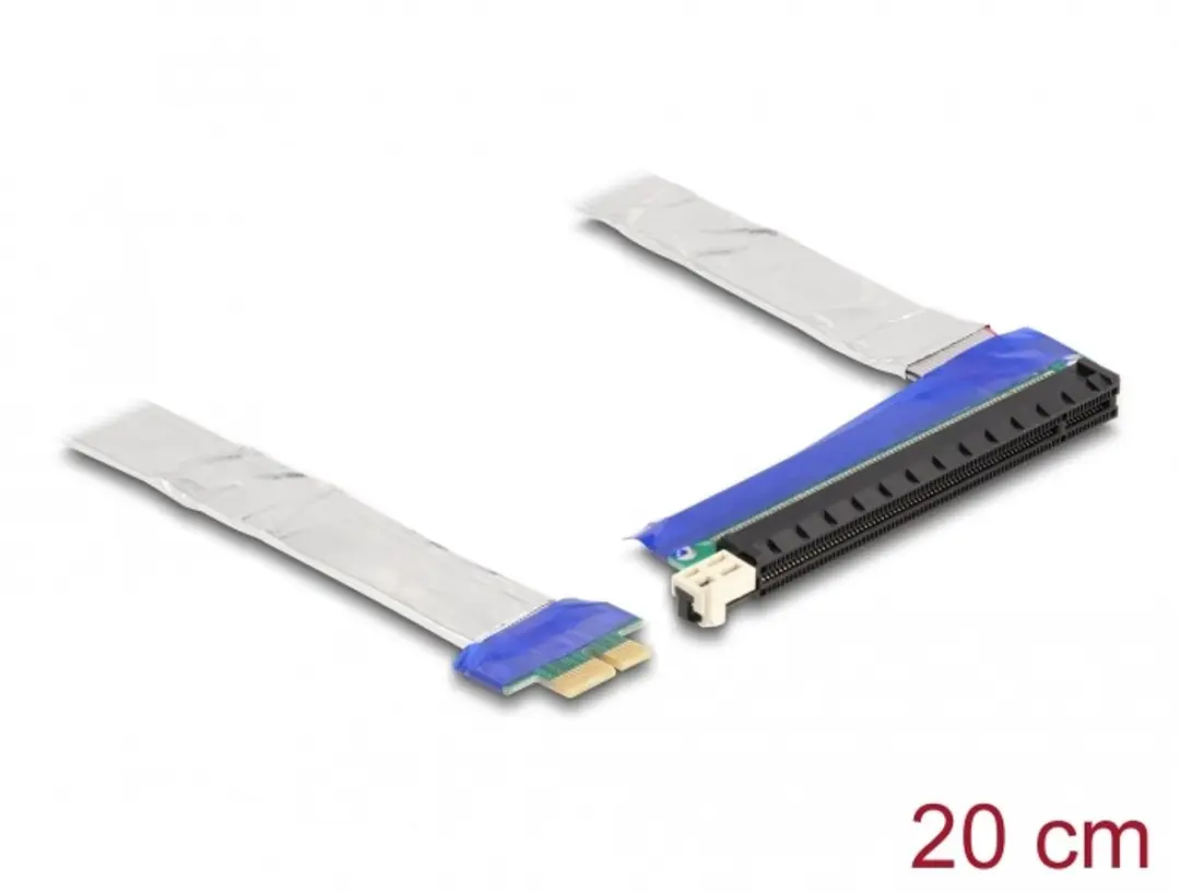 Delock PCIe Riser x1 naar x16 - 20cm - Zilver