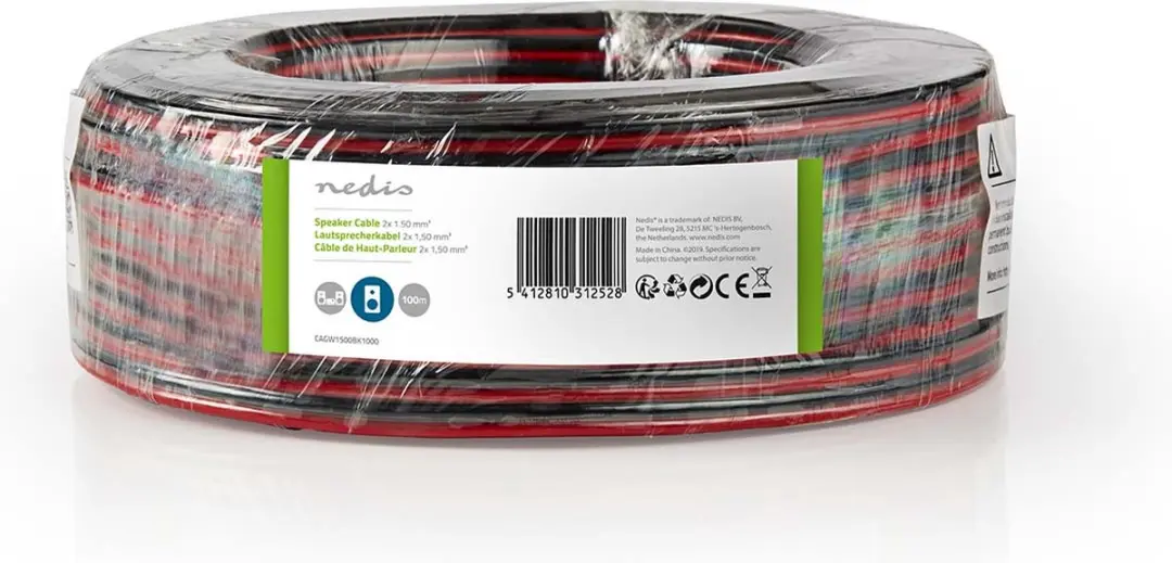 Nedis Speaker-Kabel CCA 1.50mm² 100m - Rood/Zwart