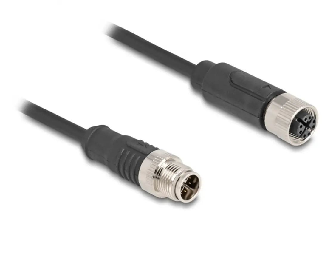Delock M12 8-pins X-gecodeerde Netwerkverlengkabel CAT5e 5m
